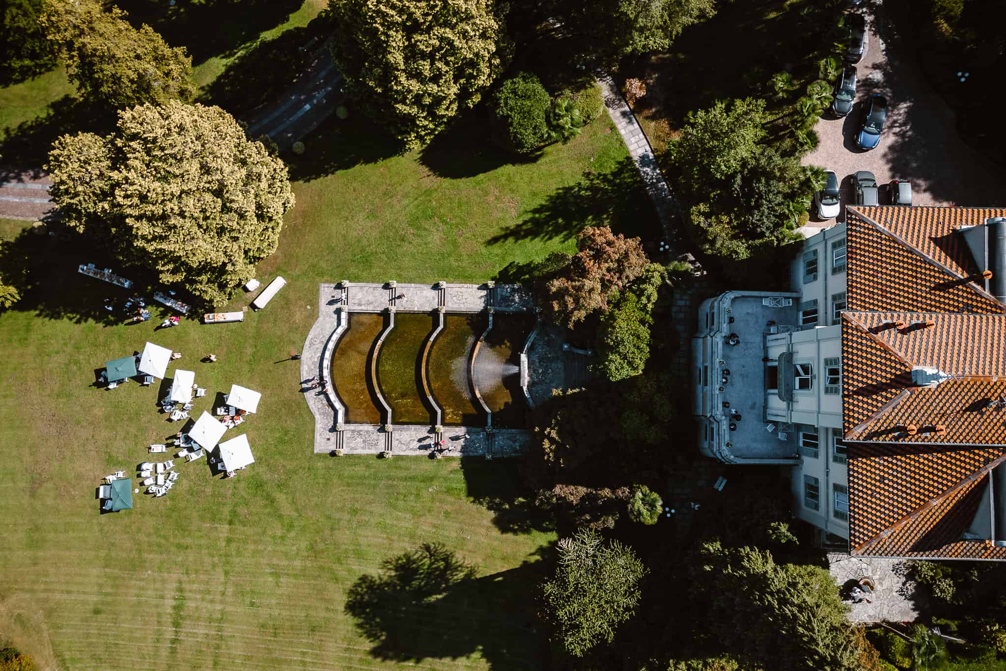 Aerial view oF Villa Muggia on Lake Maggiore