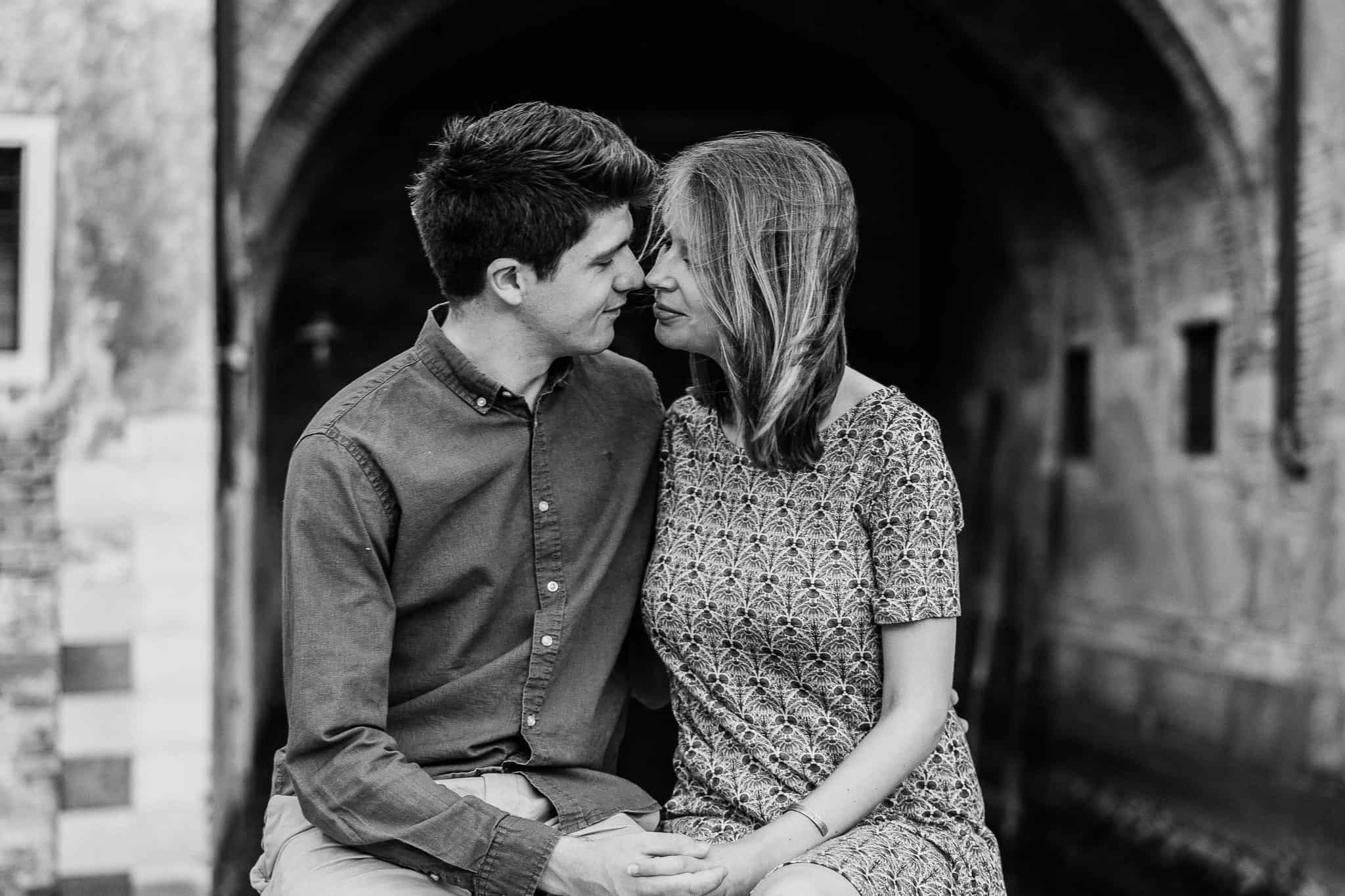 black and white Engagement  photography in Venice