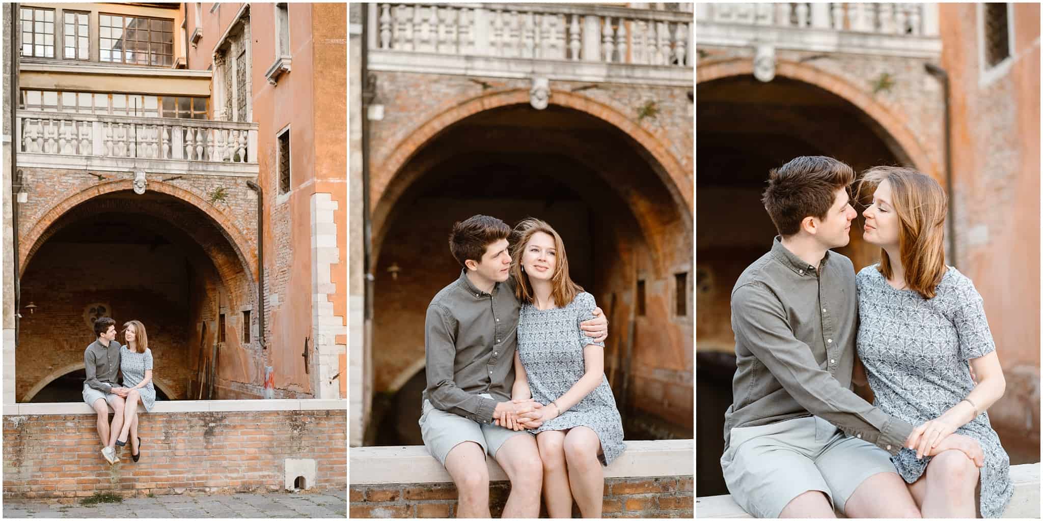 Couple having engagement photos taken by their photographer in Venice